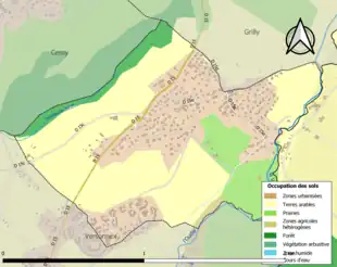 Carte en couleurs présentant l'occupation des sols.