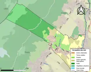 Carte en couleurs présentant l'occupation des sols.