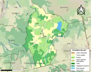 Carte en couleurs présentant l'occupation des sols.