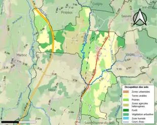 Carte en couleurs présentant l'occupation des sols.