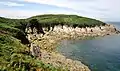 Presqu'île de Kermorvan : la côte est de la petite presqu'île menant au fort de l'Îlette.