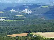 L'Aulne maritime et le pont de Térénez alors en construction.