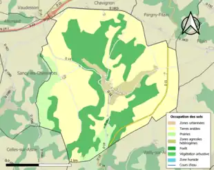 Carte en couleurs présentant l'occupation des sols.