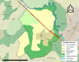 Carte en couleurs présentant l'occupation des sols.