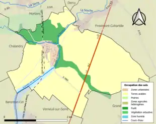 Carte en couleurs présentant l'occupation des sols.