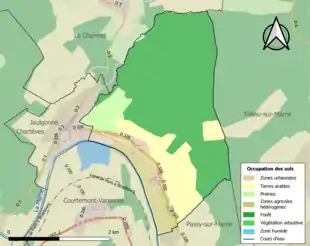 Carte en couleurs présentant l'occupation des sols.