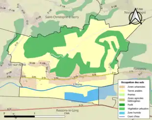 Carte en couleurs présentant l'occupation des sols.