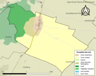 Carte en couleurs présentant l'occupation des sols.