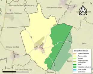 Carte en couleurs présentant l'occupation des sols.