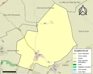 Carte en couleurs présentant l'occupation des sols.