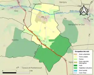 Carte en couleurs présentant l'occupation des sols.