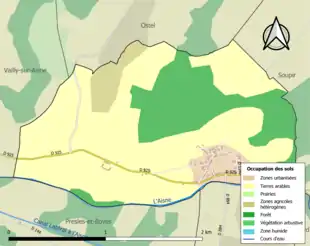 Carte en couleurs présentant l'occupation des sols.