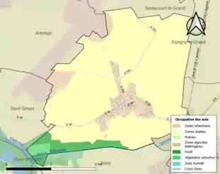 Carte en couleurs présentant l'occupation des sols.