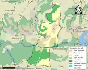 Carte en couleurs présentant l'occupation des sols.