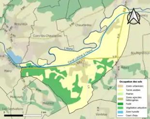 Carte en couleurs présentant l'occupation des sols.