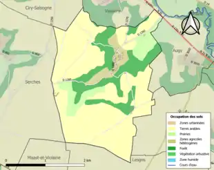 Carte en couleurs présentant l'occupation des sols.