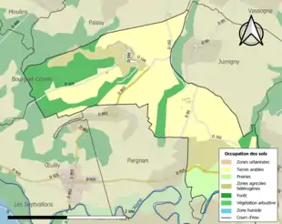 Carte en couleurs présentant l'occupation des sols.