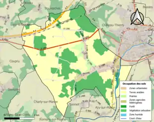 Carte en couleurs présentant l'occupation des sols.