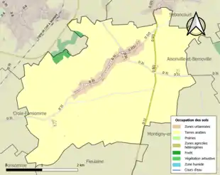 Carte en couleurs présentant l'occupation des sols.