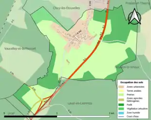 Carte en couleurs présentant l'occupation des sols.