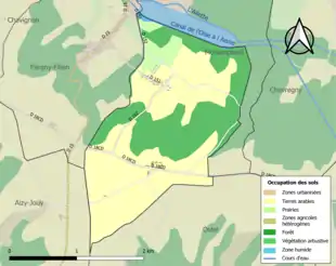 Carte en couleurs présentant l'occupation des sols.