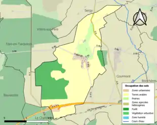 Carte en couleurs présentant l'occupation des sols.