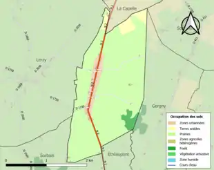 Carte en couleurs présentant l'occupation des sols.