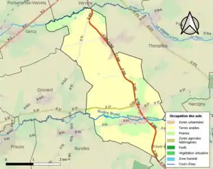 Carte en couleurs présentant l'occupation des sols.