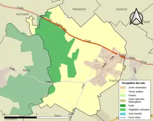 Carte en couleurs présentant l'occupation des sols.