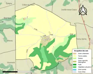 Carte en couleurs présentant l'occupation des sols.