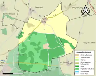 Carte en couleurs présentant l'occupation des sols.