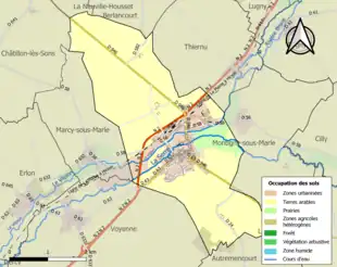 Carte en couleurs présentant l'occupation des sols.