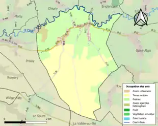 Carte en couleurs présentant l'occupation des sols.