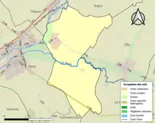 Carte en couleurs présentant l'occupation des sols.