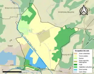 Carte en couleurs présentant l'occupation des sols.