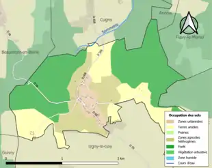 Carte en couleurs présentant l'occupation des sols.