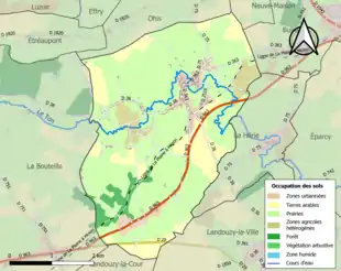 Carte en couleurs présentant l'occupation des sols.