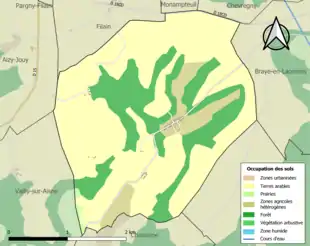 Carte en couleurs présentant l'occupation des sols.