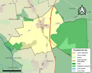 Carte en couleurs présentant l'occupation des sols.