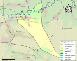 Carte en couleurs présentant l'occupation des sols.