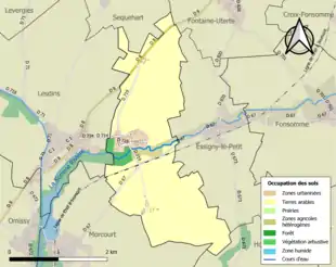 Carte en couleurs présentant l'occupation des sols.