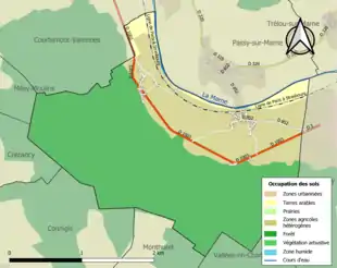 Carte en couleurs présentant l'occupation des sols.