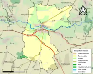 Carte en couleurs présentant l'occupation des sols.