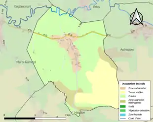 Carte en couleurs présentant l'occupation des sols.