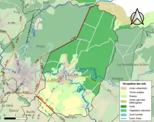 Carte en couleurs présentant l'occupation des sols.