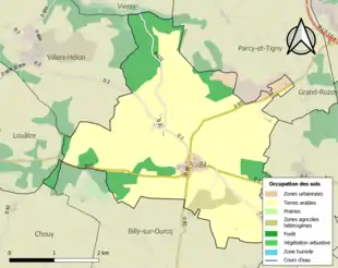 Carte en couleurs présentant l'occupation des sols.