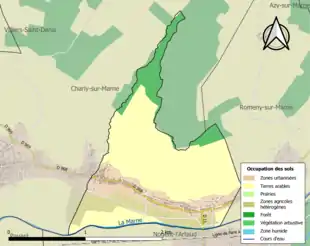 Carte en couleurs présentant l'occupation des sols.