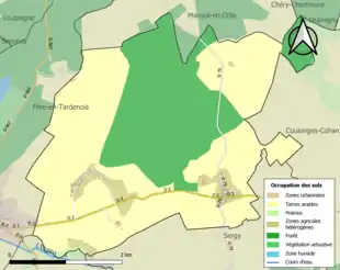 Carte en couleurs présentant l'occupation des sols.