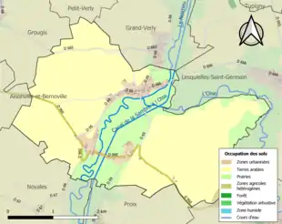 Carte en couleurs présentant l'occupation des sols.