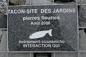 Plaque d'identification du Tacon Site des Jardins